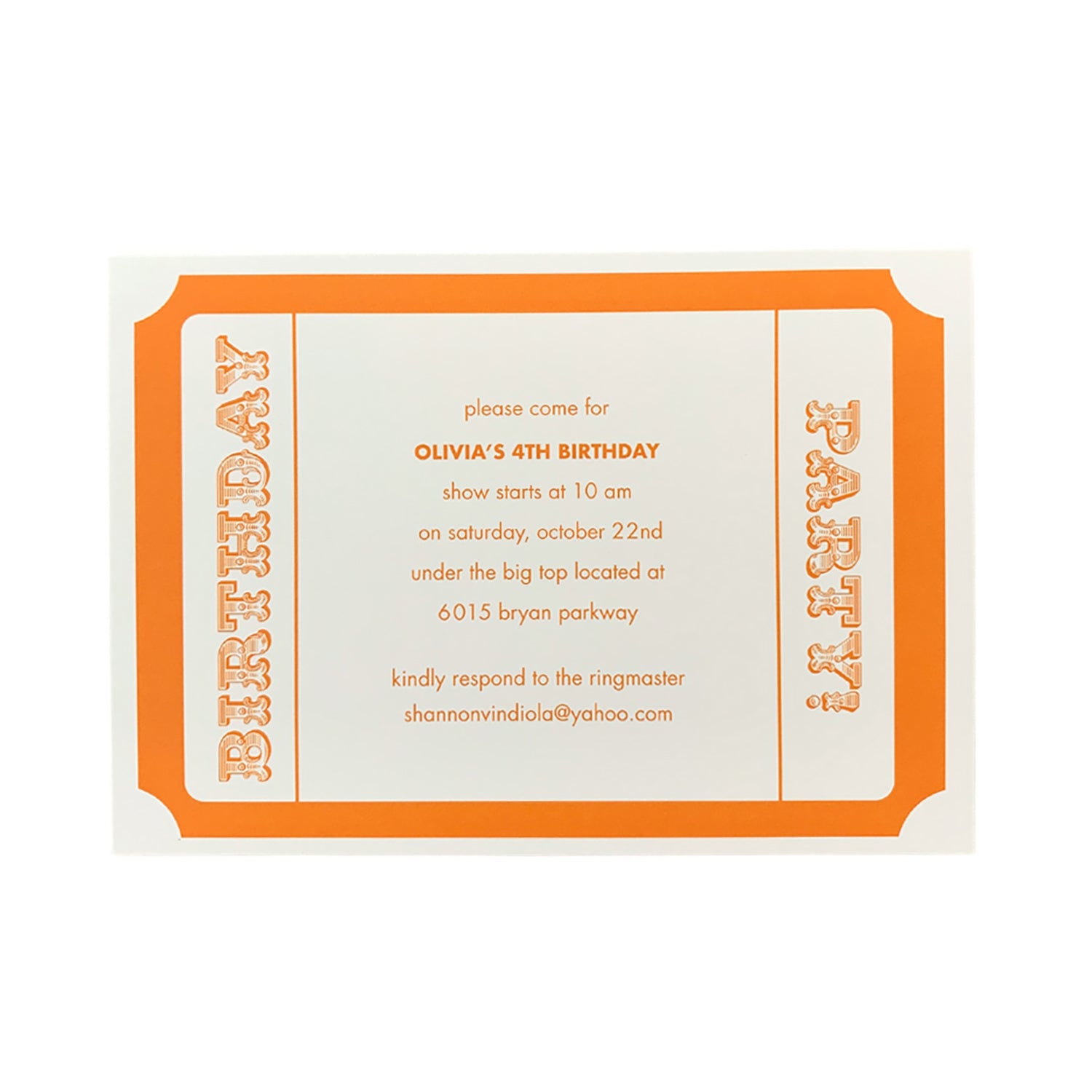 Circus Ticket Invitations Digital, Yozo Studio
